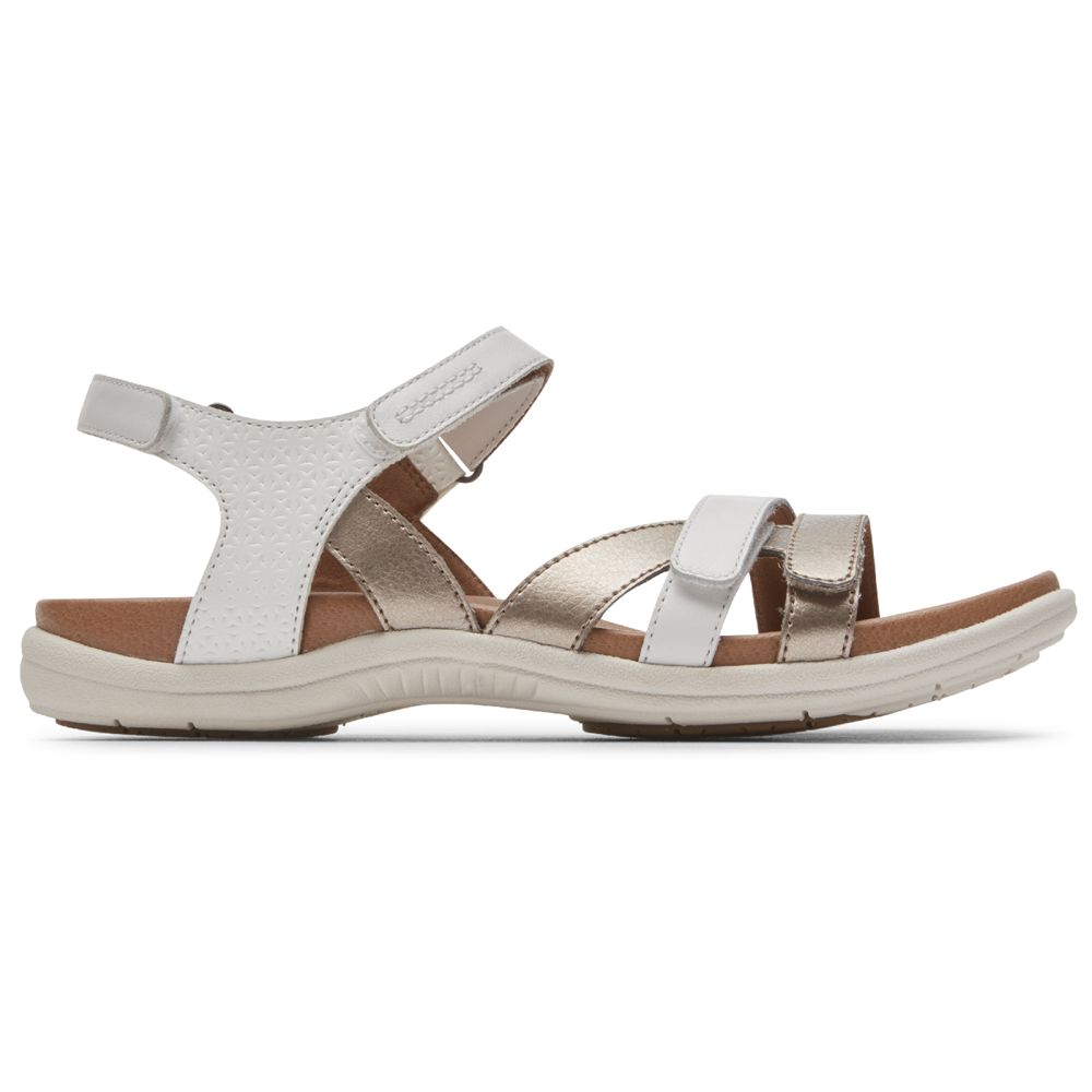 Sandali Rockport Donna - Cobb Hill Rubey 3-Strap - Bianche - WNFIPZS-52